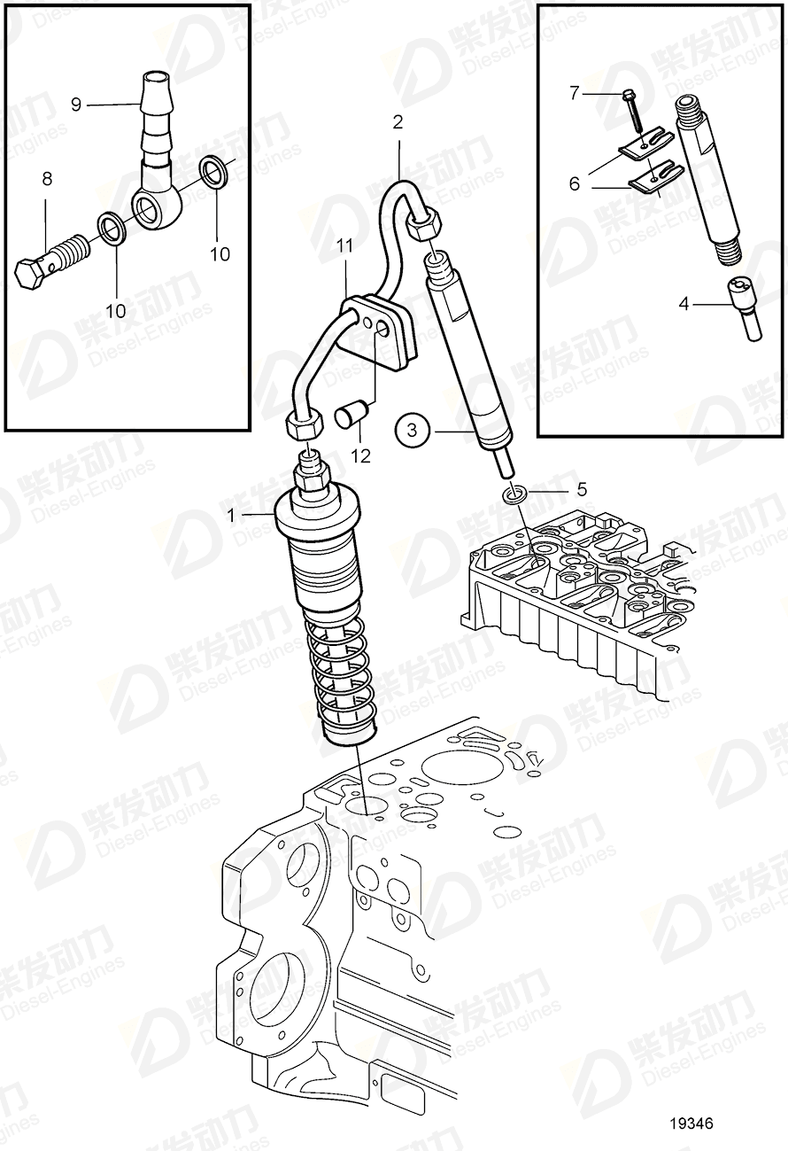 VOLVO Injector, exch 3801319 Drawing